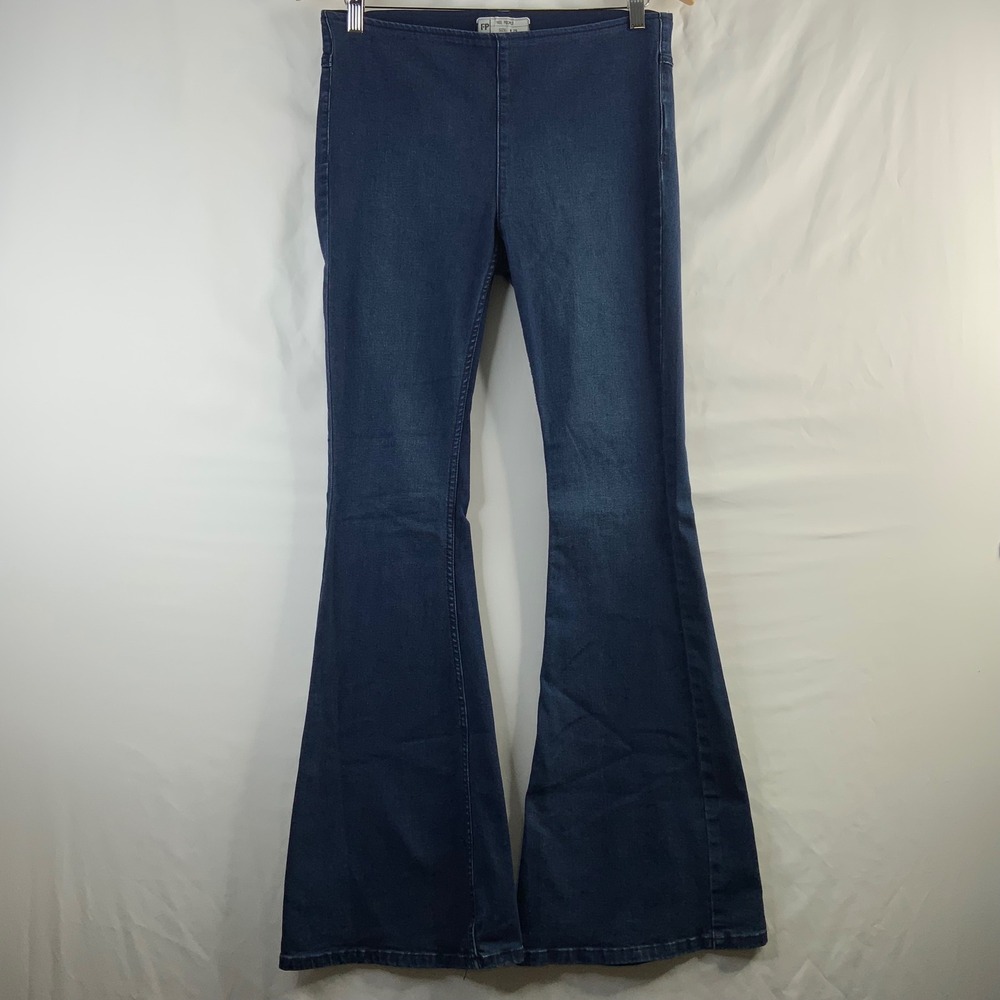 Free People Just Float On Flare Jeans Dark Wash Blue Pull On Denim Size 29